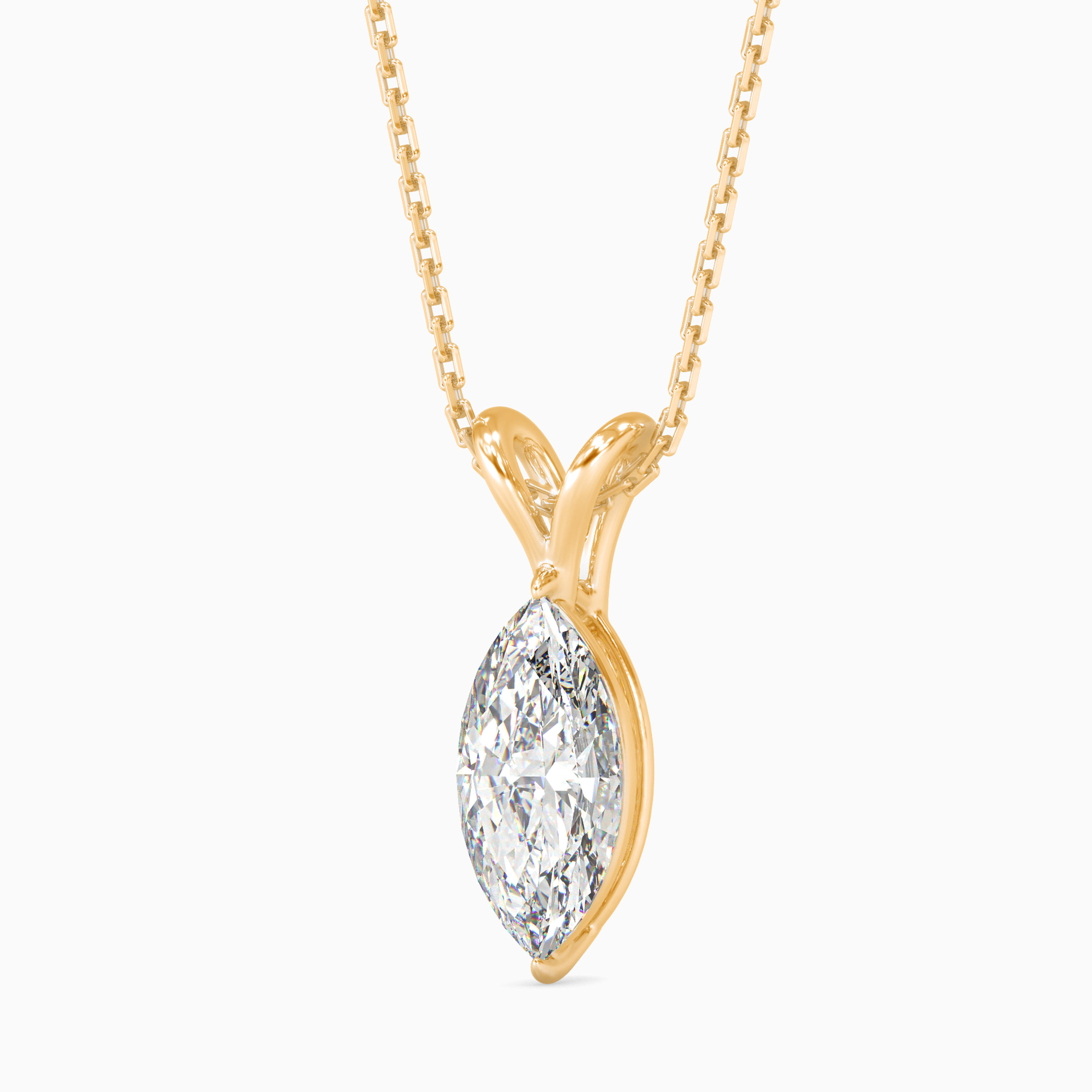 The Lyra Duo-Arm 0.90ct Marquise Solitaire Lab-Grown Diamond Pendant 14K Yellow with VVS/VS - 6