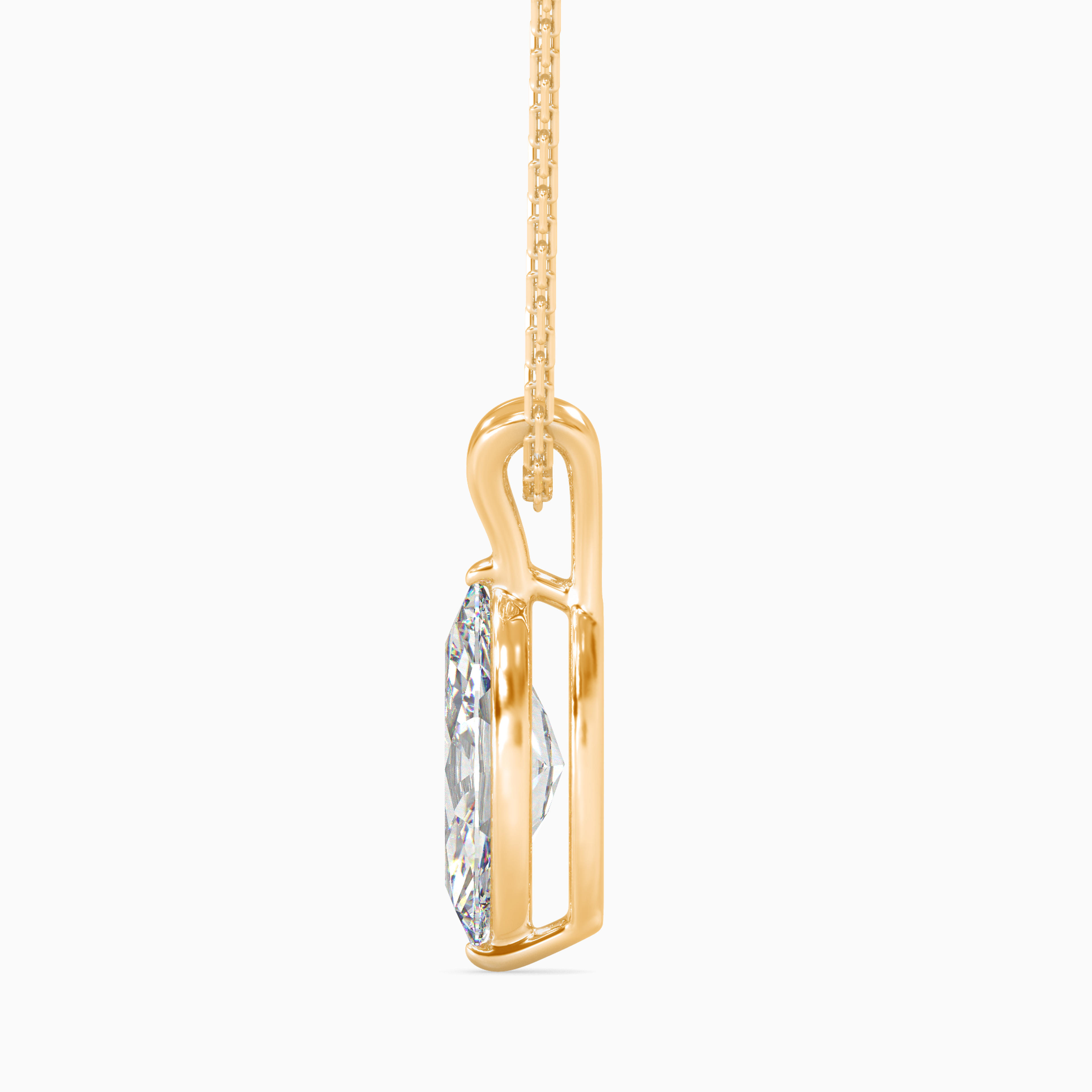 The Lyra Duo-Arm 0.90ct Marquise Solitaire Lab-Grown Diamond Pendant 14K Yellow with VVS/VS - 5