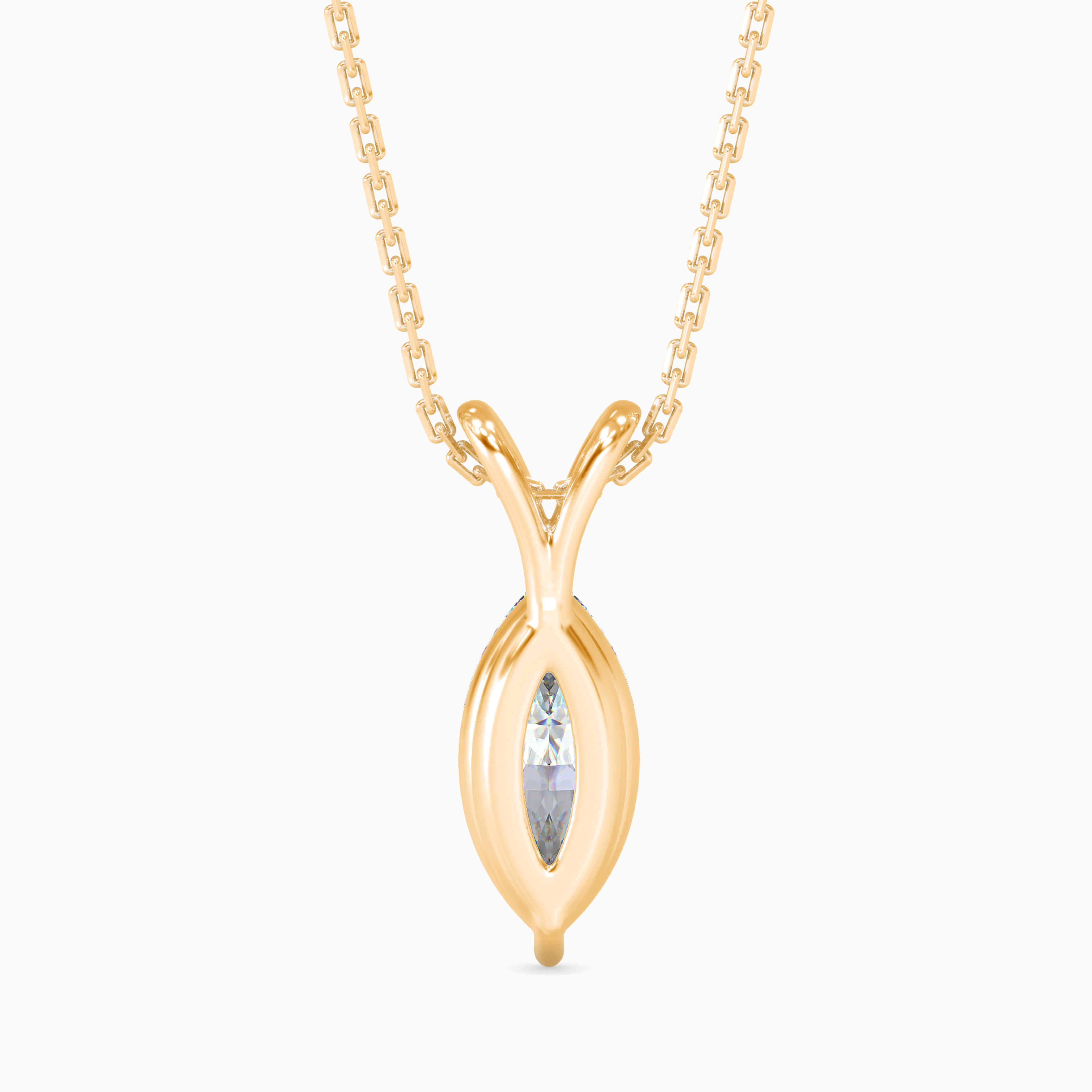 The Lyra Duo-Arm 0.90ct Marquise Solitaire Lab-Grown Diamond Pendant 14K Yellow with VVS/VS - 4