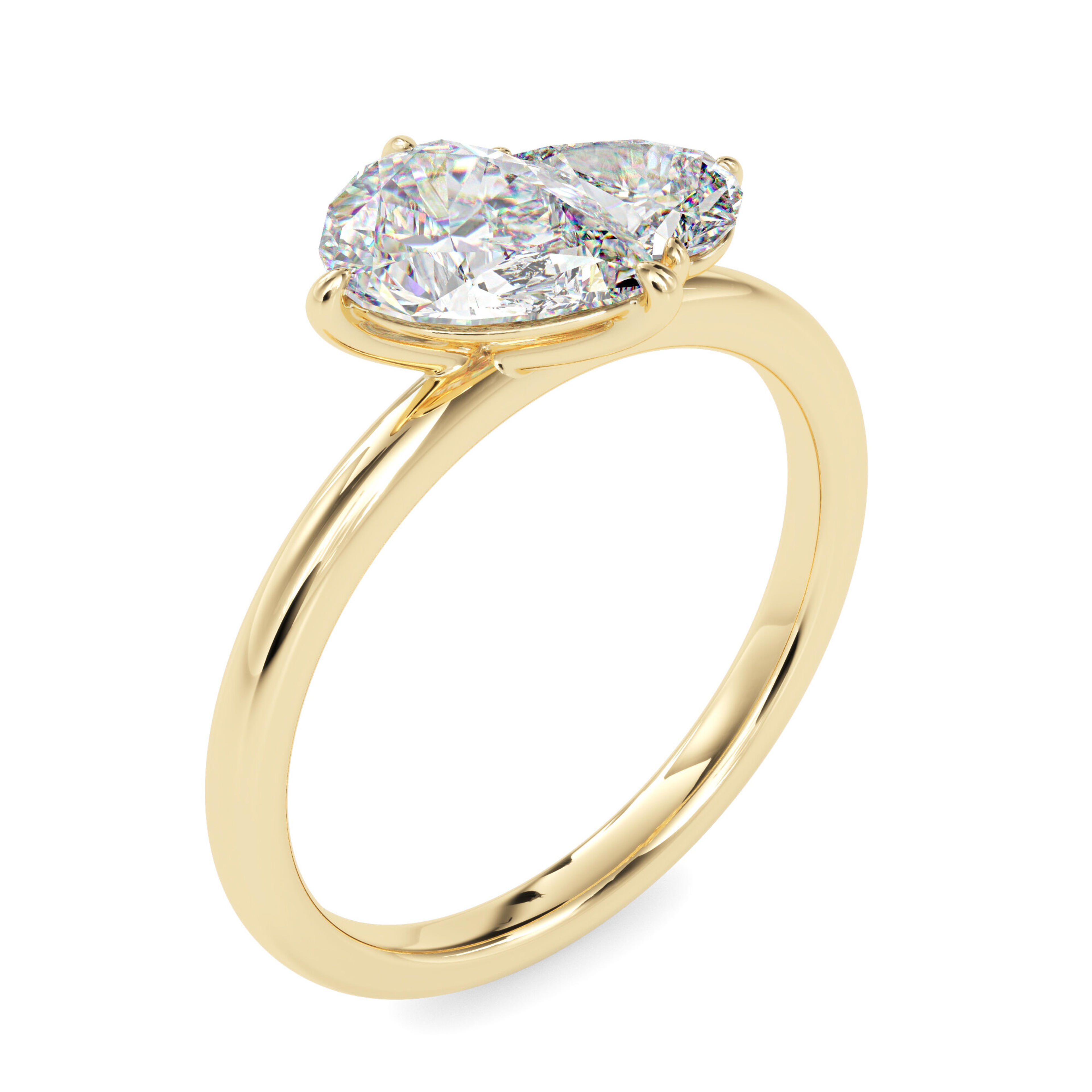 The Soleil Toi et Moi 1.91ct Dual-Pear Lab-Grown Diamond Ring 14K Yellow with VVS/VS - 6