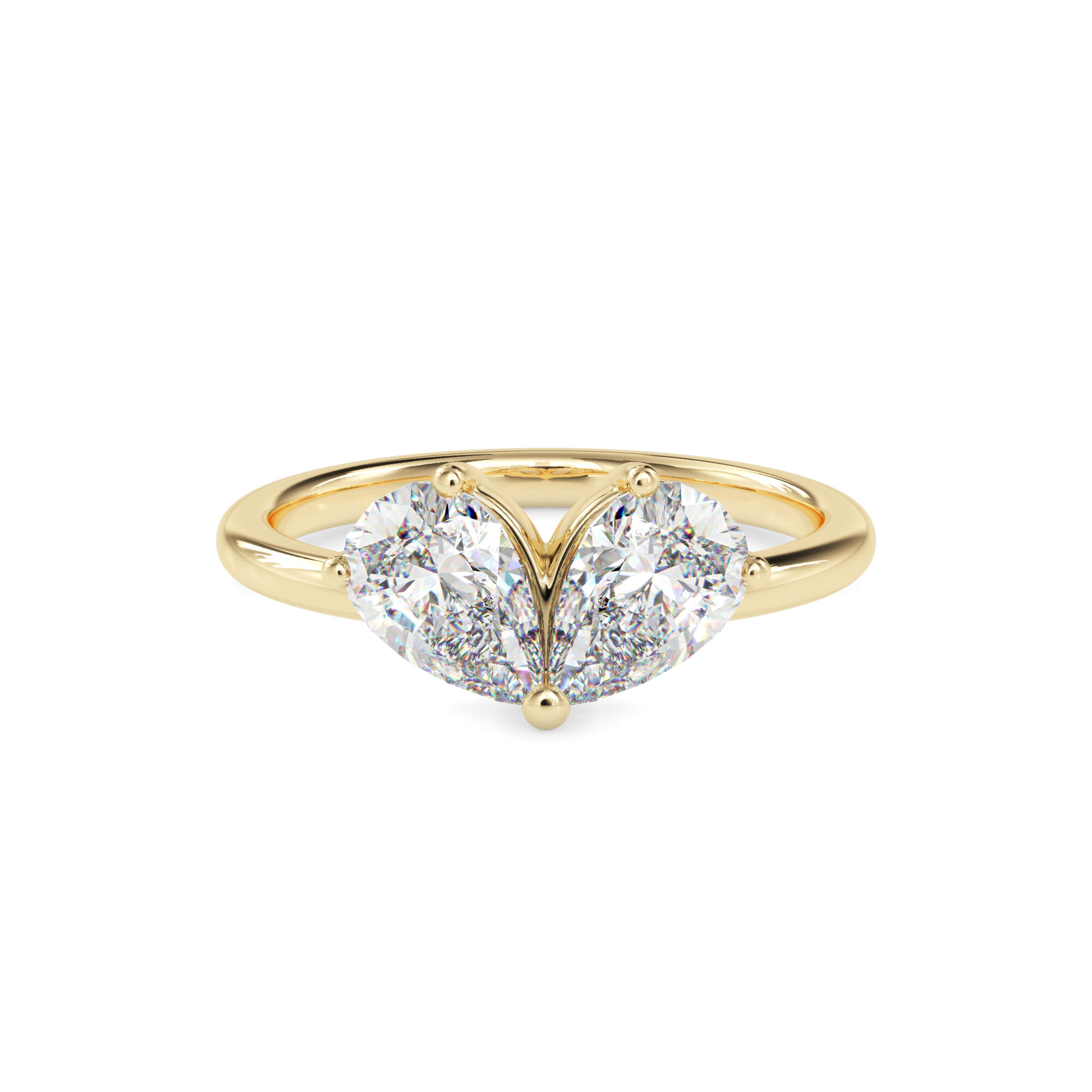 The Harmony Toi et Moi 1.62ct Dual-Pear Lab-Grown Diamond Ring 14K Yellow with VVS/VS - 4