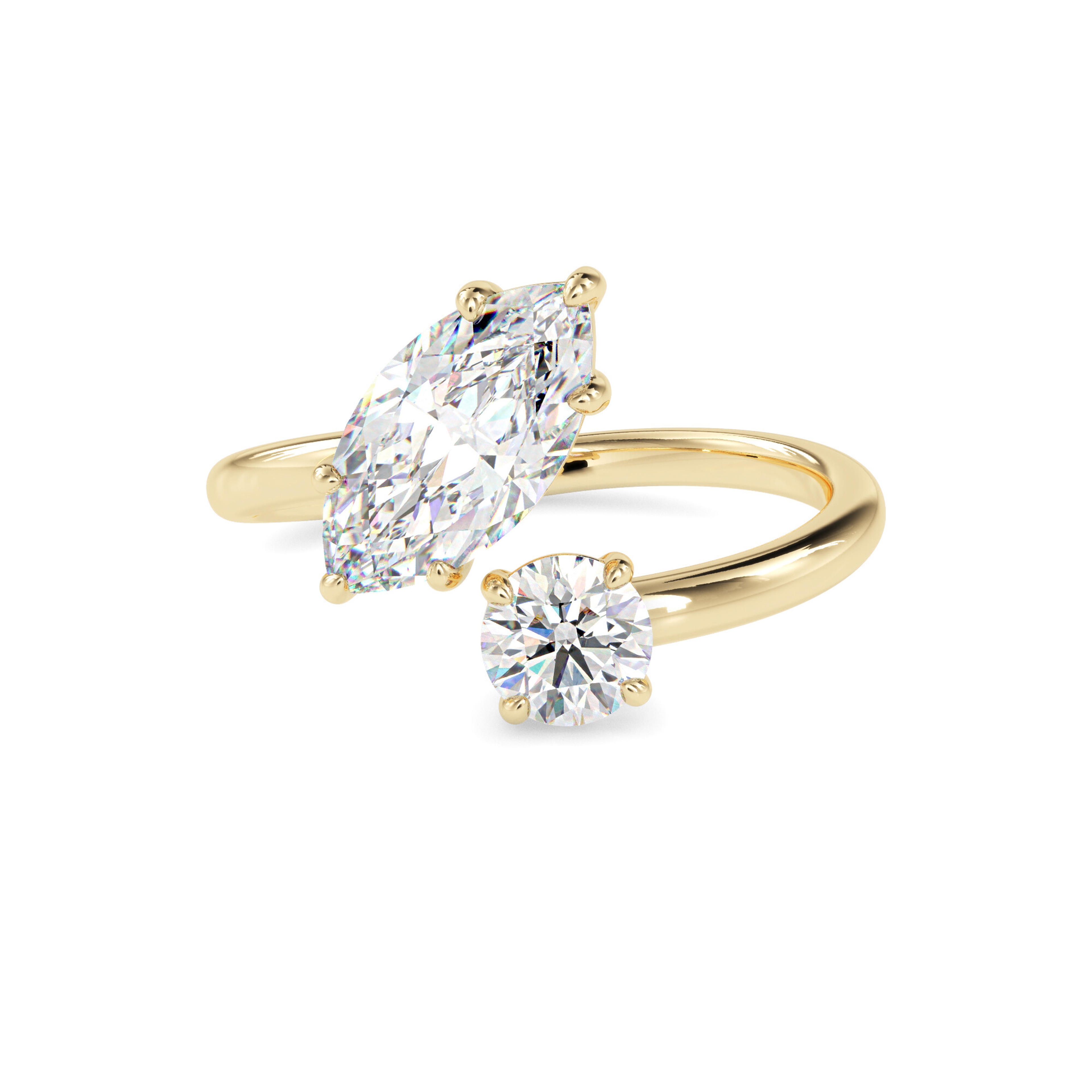 The Vera Toi et Moi 1.88ct Lab-Grown Diamond Ring 14K Yellow with VVS/VS - 1