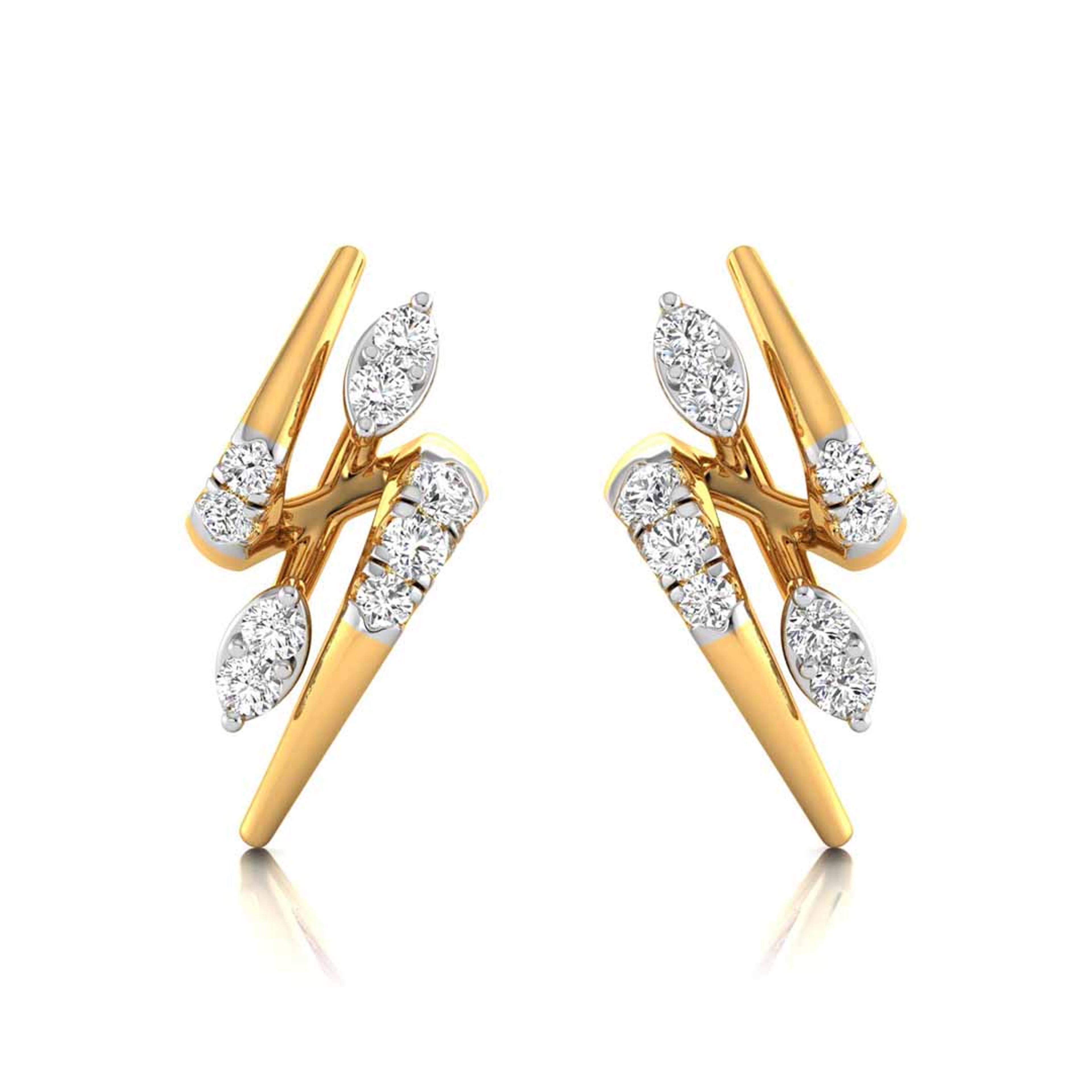 The Electra 0.14ct Lab-Grown Diamond Geometric Stud Earrings 14K Yellow with VVS/VS - 1