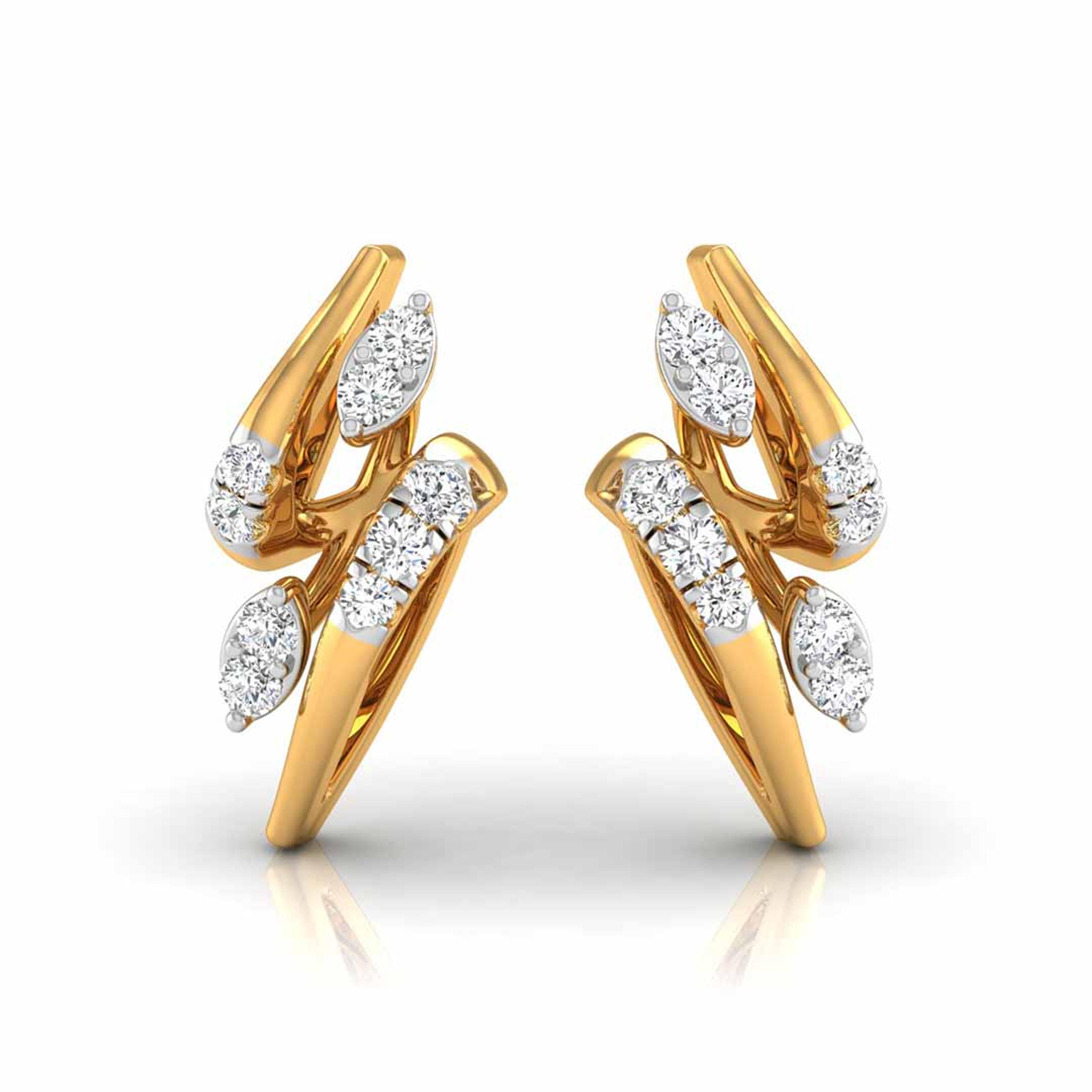 The Electra 0.14ct Lab-Grown Diamond Geometric Stud Earrings 14K Yellow with VVS/VS - 2