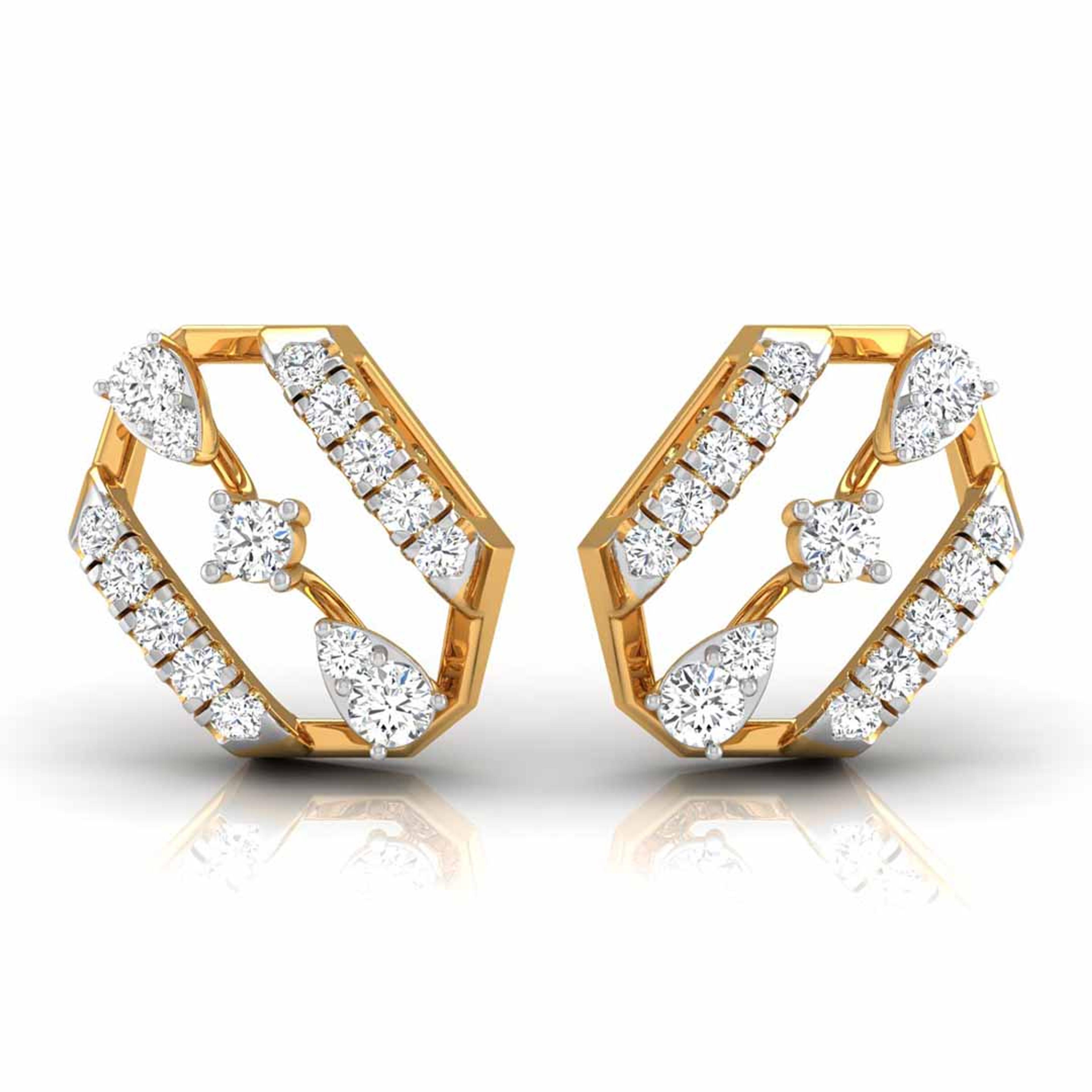 The Hexa Openwork 0.32ct Lab-Grown Diamond Stud Earrings 14K Yellow with VVS/VS - 2