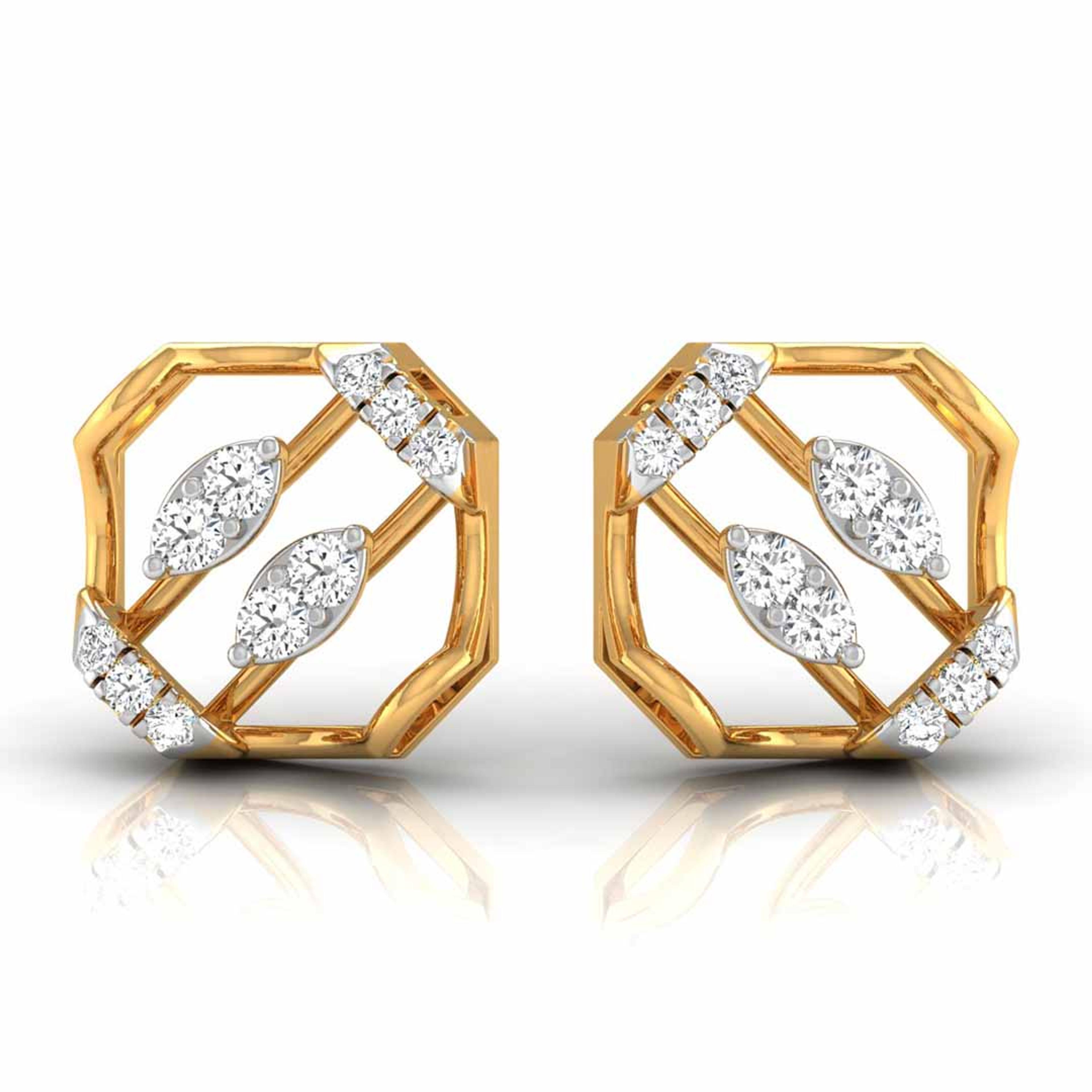 The Veda Openwork 0.27ct Lab-Grown Diamond Stud Earrings 14K Yellow with VVS/VS - 2