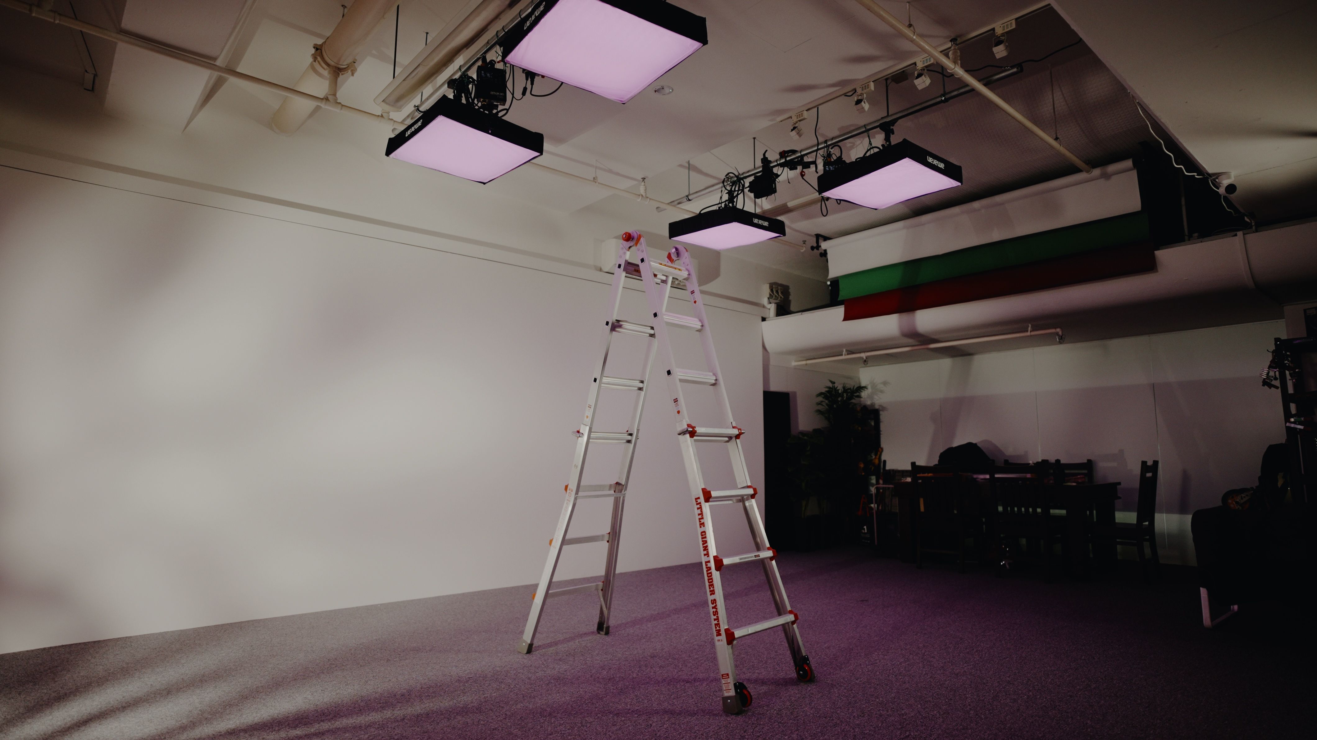 A ladder in a photo studio.