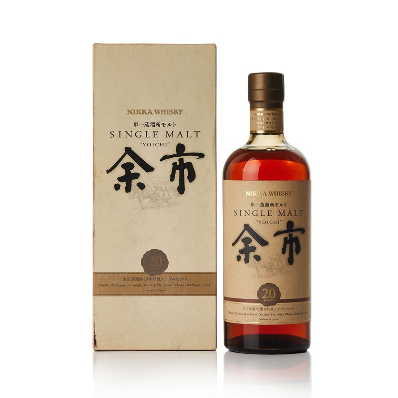 一瓶帶有原裝盒的日本威士忌Yoichi余市20年