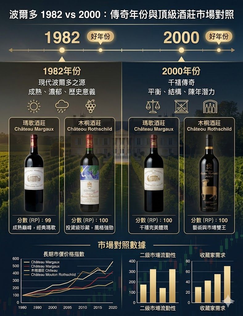 1982 與 2000 年瑪歌 Margaux、木桐 Mouton 波爾多名莊收藏展示