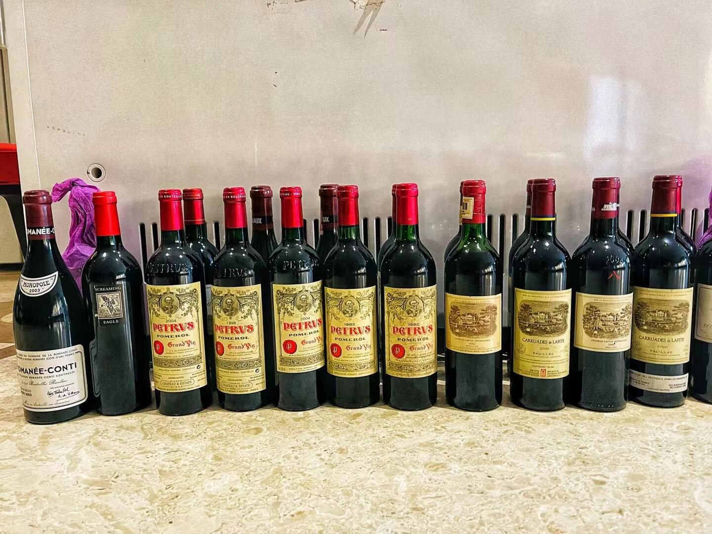 帕圖斯 Petrus、Lafite 名莊老酒液位與封套細節展示