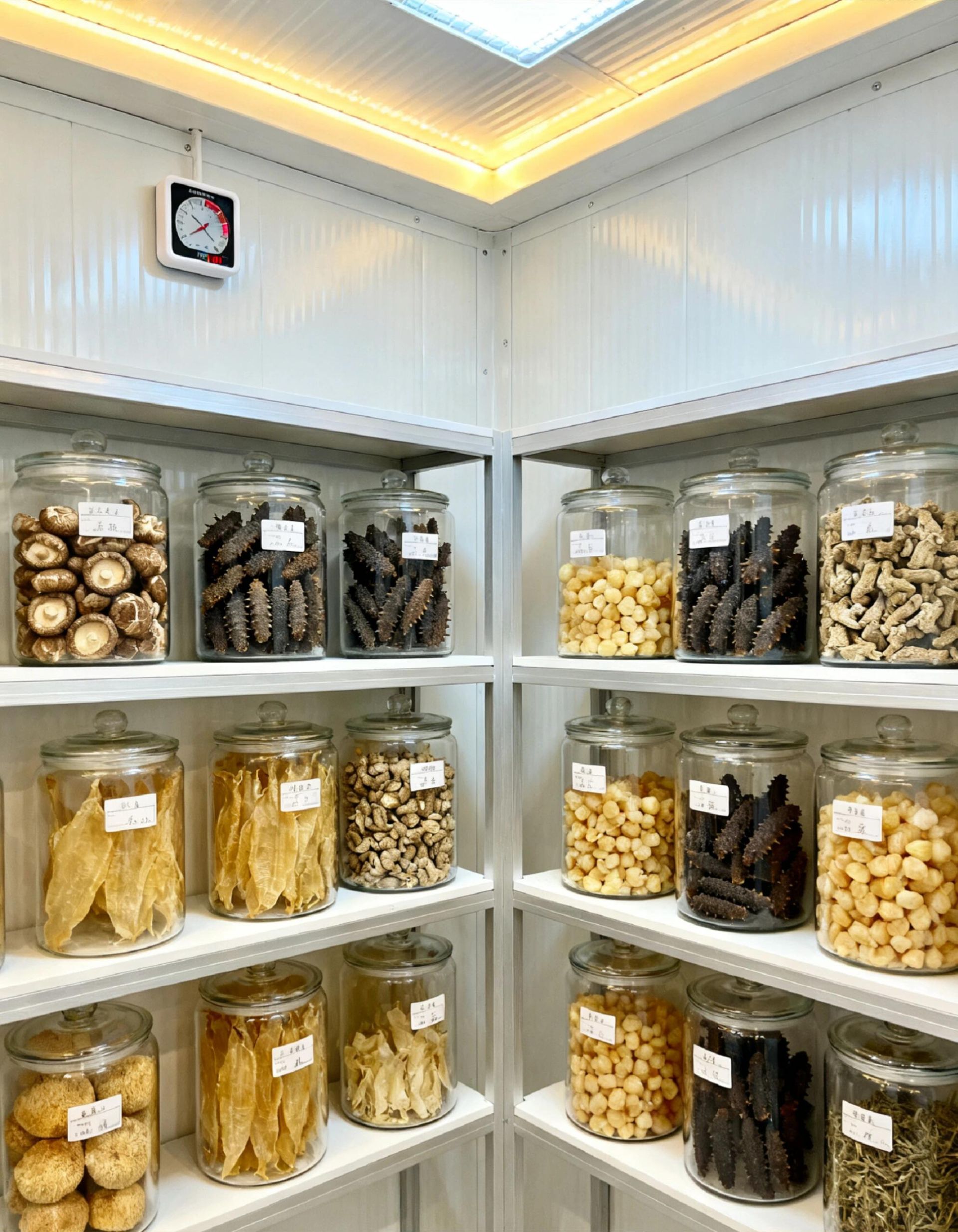 花膠、乾鮑、海參、燕窩與冬蟲夏草保存檢查展示
