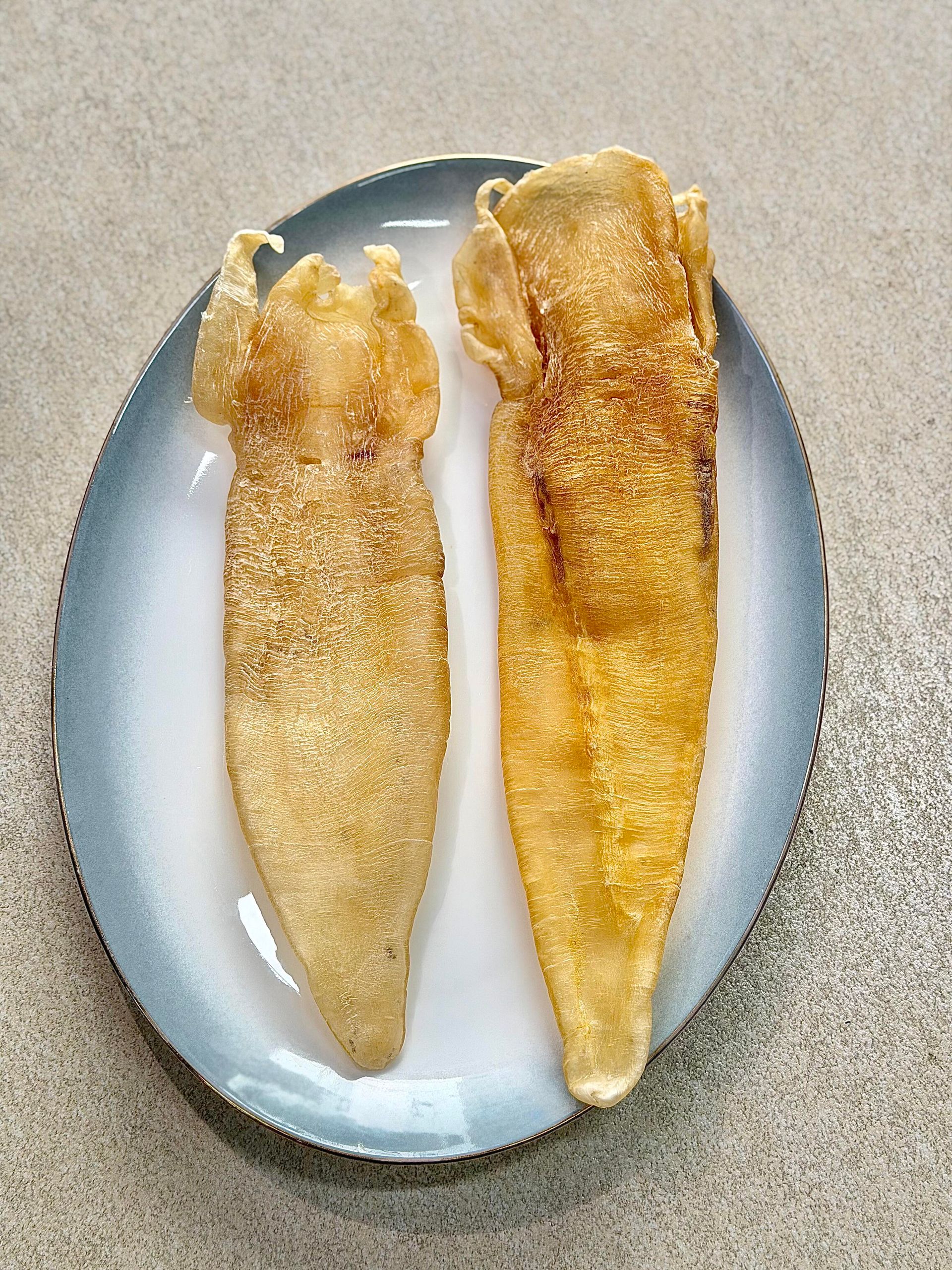 公肚與母肚花膠紋理、厚度與外形對比