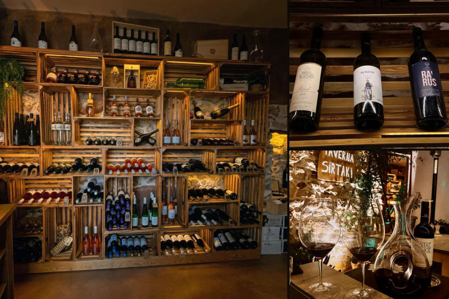 Sirtaki Tavern Wine Cellar - Over 100 Labels from Crete and the World Wine Cellar at Sirtaki Tavern Analipsi Hersonissos - Cretan and International Wines, Best Wine List in Crete