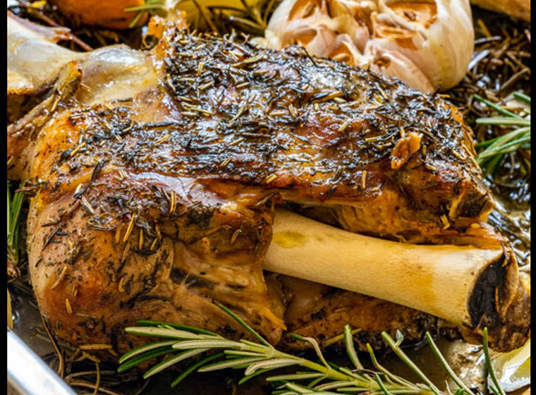 Traditional Greek Kleftiko lamb with potatoes at Sirtaki Tavern in Analipsi Hersonissos