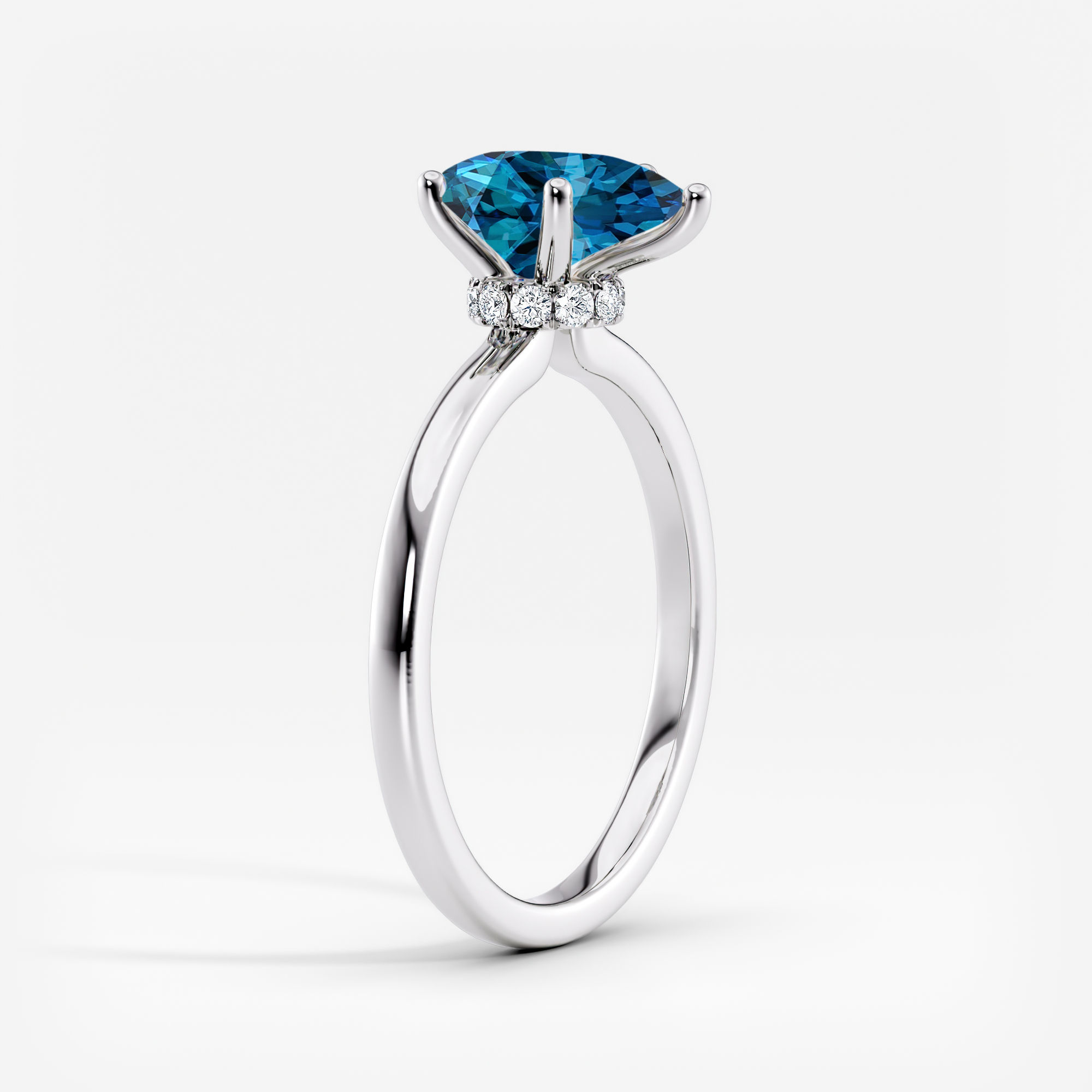 Pear Lab Blue Diamond Classic Ribbon Halo Engagement Ring (1 ct., VS-SI ...