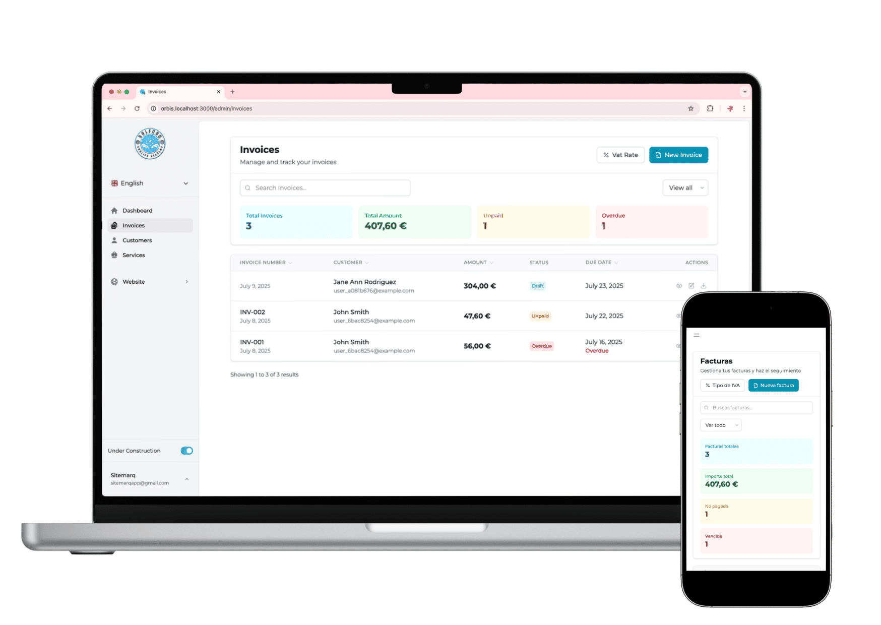 Todo en uno - Constructor de sitios web y sistema de gestión para pequeños negocios