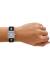 Emporio Armani Genni 20mm AR11660 Fyrkantig, Damklocka, Kristaller, Silver urtavla, Svart läderarmband