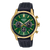 CASIO Edifice Chronograph 40mm EFR-575CL-3AEF Kronograf, Grön urtavla, Datum, Guldfärgad boett, Svart läderarmband