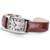 HAMILTON American Classic Boulton Small Second Quartz 24mm H13321811 Fyrkantig, Romerska index, Vit urtavla, Brunt läderarmband