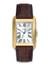 FOSSIL Carraway 30mm FS6011 Fyrkantig herrklocka med brunt armband och guldfärgad boett