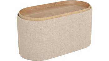 MAIKO Sittpuff/sidobord, oval, grå/beige, en produkt av hög kvalitet till bra pris från Ulfåsa möbler