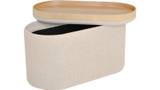 MAIKO Sittpuff/sidobord, oval, grå/beige, en produkt av hög kvalitet till bra pris från Ulfåsa möbler