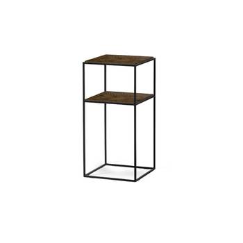Sängbord  34x34 cm brunbetsad ask fiskben/svart metallunderrede, en produkt av hög kvalitet till bra pris från Ulfåsa möbler