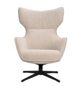 Jenkins fåtölj+fotpall beige tyg/svart metall snurr, gung, en produkt av hög kvalitet till bra pris från Ulfåsa möbler