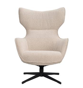 Jenkins fåtölj+fotpall beige tyg/svart metall snurr, gung, en produkt av hög kvalitet till bra pris från Ulfåsa möbler