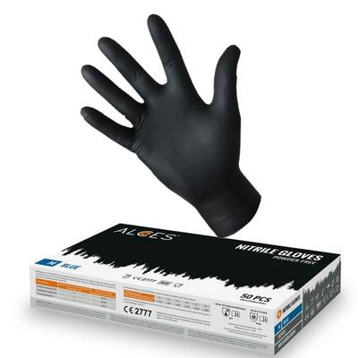 Alces Nitril Gloves 3,5gr Black 50-pack slitstarka nitrilhandskar för fiske, jakt och livsmedelshantering