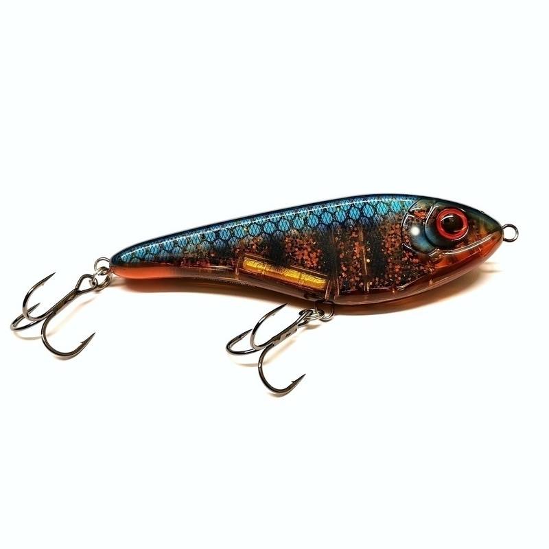 Buster Jerk Original 15 cm Sinking Gäddfemman Special i färgen Black Pike visad från sidan.
