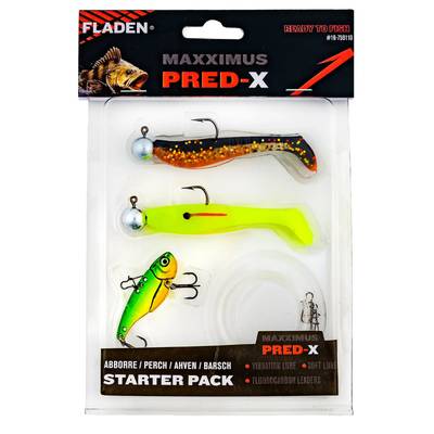 Fladen Pred-X Starter Pack Abborre – Minnow Shads, Vibra Fat och fluorocarbontafsar