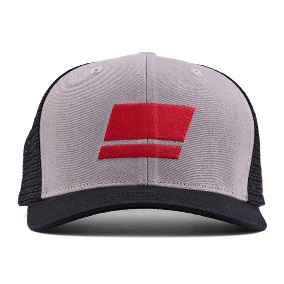 bu Flag Trucker keps i grått och svart med mesh-bakdel och Abu-flagga framtill