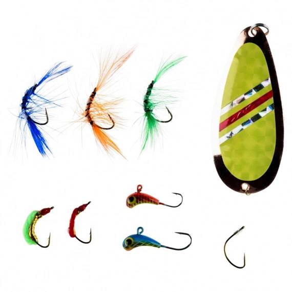 IFISH Viking Multi-Pack Pimpel Regnbåge – komplett betespaket med blänke, microbalansare och pimpelräkor för isfiske