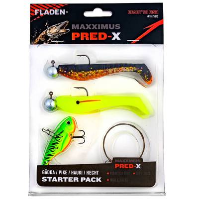 Fladen Pred-X Starter Pack Gädda – betespaket med jiggar, vibbet bete och wiretafsar