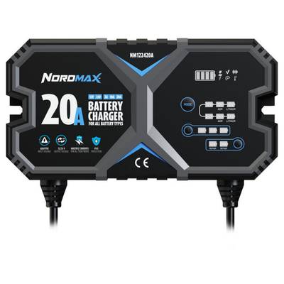 Nordmax smart batteriladdare 12V 24V 2A 10A 20A för bil och båt