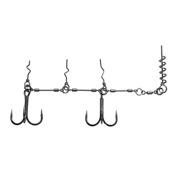 BKK Chain-21 Stinger Rig med starka trekrokar för fiske med jiggar och mjukbeten efter rovfisk.