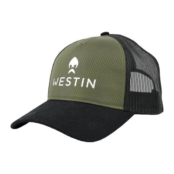 Westin Jet Cap Moss/Black – snygg fiskekeps i mossgrön och svart med broderad Westin-logga. Justerbar passform.