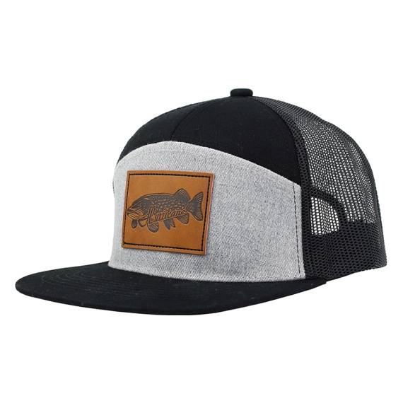 Hurricane 7-panel Trucker Hat med gäddmotiv i läderpatch för fiske och friluftsliv