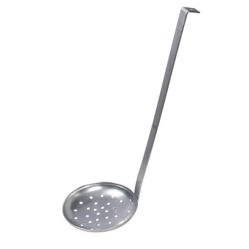 Wiggler Isskopa Mega 185 mm i aluminium med 48 cm handtag och integrerad mätsticka, sett från sidan