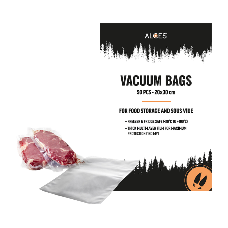 Alces Vacuum Bags 50-Pack vakuumpåsar för vakuumförpackning av fisk, kött och livsmedel