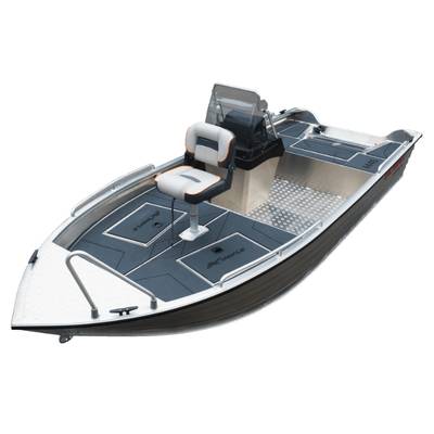 Kimple A446-C Adventure Frontdeck aluminiumstyrpulpet sett framifrån på vatten