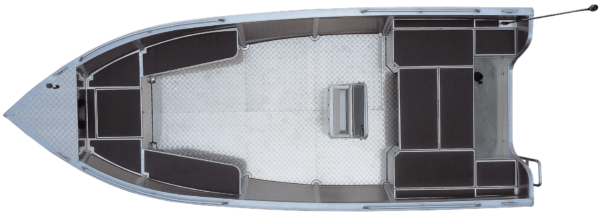 Kimple 550 Adventure aluminiumbåt sedd från sidan anpassad för fiske och fritidsbruk