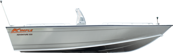 Kimple 550 Adventure aluminiumbåt sedd från sidan anpassad för fiske och fritidsbruk
