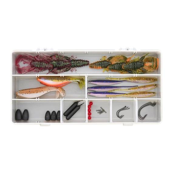 Westin Perch Box Dropshot Texas och Carolina 45Pcs med mjukbeten anpassade för abborrfiske i olika riggar