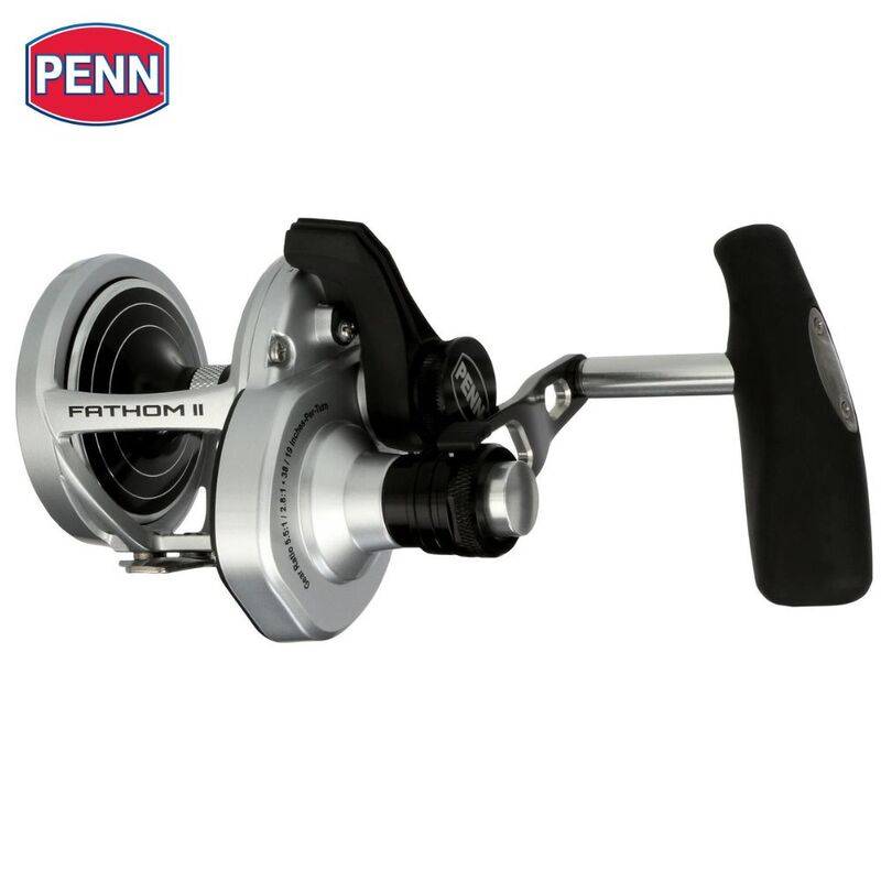 Penn Fathom II 25 NLD2 LH multirulle med lever drag-broms, metallkropp och Bent T Handle för havsfiske.