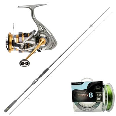 Daiwa Prorex S Spin 8 fot 50-110g haspelcombo med Daiwa Aggrest 4000 och påspolad flätlina för gäddfiske