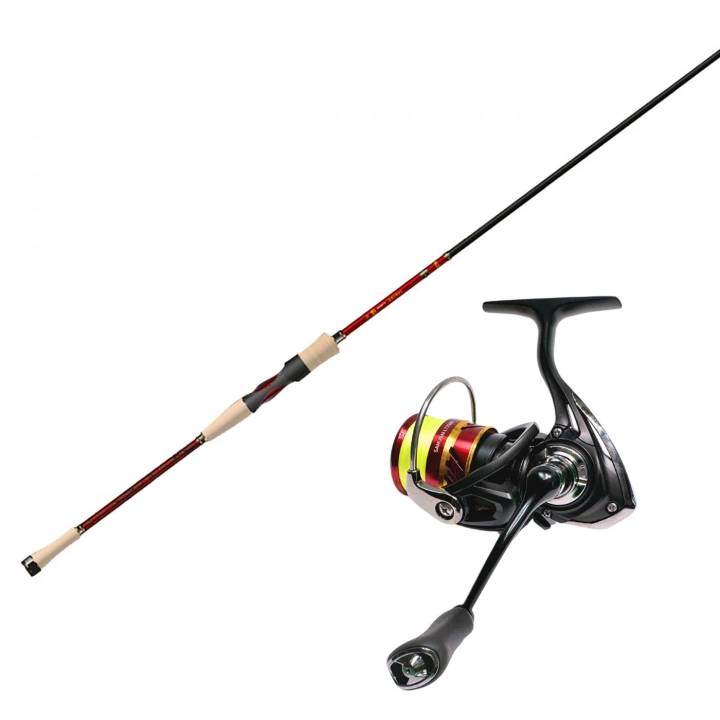 Daiwa Samurai V2 Haspelcombo med påspolad flätlina för spinnfiske efter abborre, gös och lättare gädda.