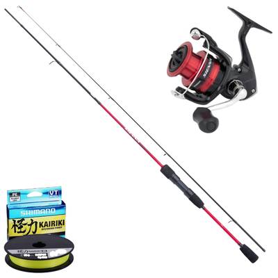 Shimano Sienna 2,11 m 3–21 g haspelcombo med Shimano Sienna FG-haspelrulle och påspolad flätlina.
