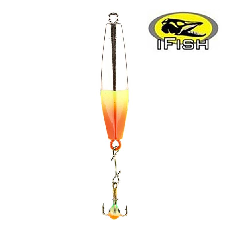 IFISH Svenne 40 mm SKFL – silver/koppar vertikalpirk med fluodetaljer och lystrekrok för abborrfiske